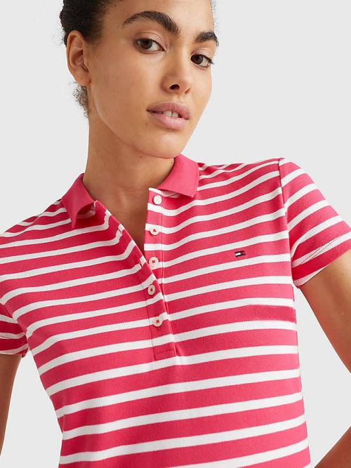 Tommy Hilfiger Slim Fit Stripe Polo Jurken Dames Roze | TH742PTS