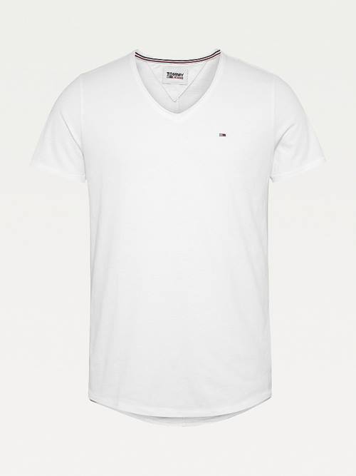 Tommy Hilfiger Slim Fit V-Neck T-shirts Heren Wit | TH150HRK