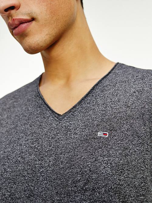 Tommy Hilfiger Slim Fit V-Neck T-shirts Heren Zwart | TH325KWJ