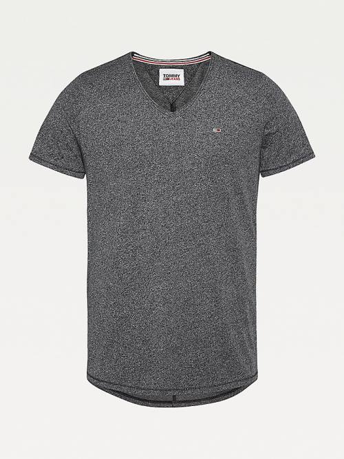 Tommy Hilfiger Slim Fit V-Neck T-shirts Heren Zwart | TH325KWJ