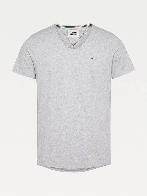 Tommy Hilfiger Slim Fit V-Neck T-shirts Heren Grijs | TH491GMH