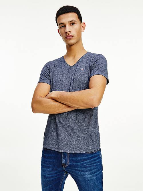 Tommy Hilfiger Slim Fit V-Neck T-shirts Heren Blauw | TH578FWA