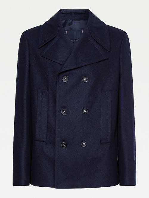 Tommy Hilfiger Slim Fit Wool Blend Peacoat Jassen Heren Blauw | TH528VOK