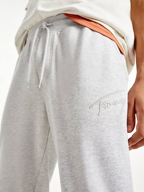 Tommy Hilfiger Slim Fleece Signature Joggers Broek Heren Grijs | TH438HRF