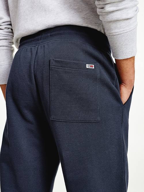 Tommy Hilfiger Slim Fleece Signature Joggers Broek Heren Blauw | TH647SKF