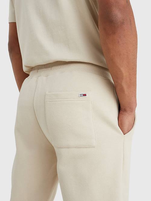 Tommy Hilfiger Slim Fleece Signature Joggers Broek Heren Beige | TH906MJQ