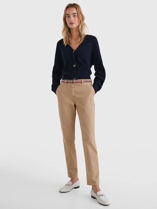 Tommy Hilfiger Slim Signature Belt Chinos Broek Dames Beige | TH137FPE