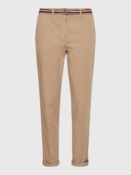 Tommy Hilfiger Slim Signature Belt Chinos Broek Dames Beige | TH137FPE