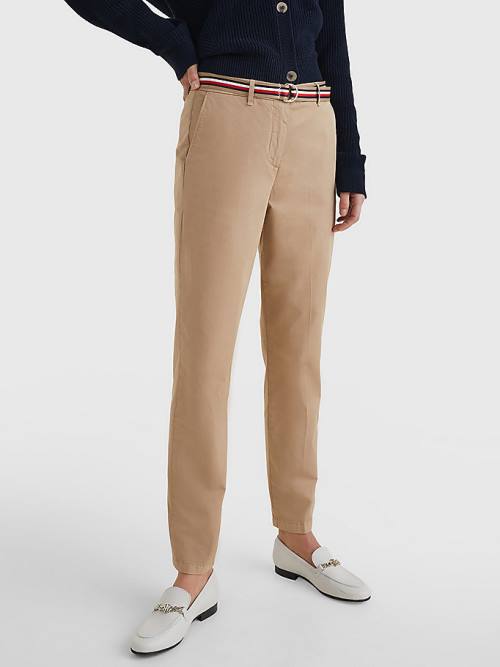 Tommy Hilfiger Slim Signature Belt Chinos Broek Dames Beige | TH137FPE