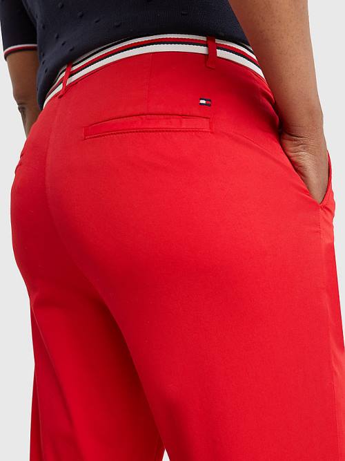 Tommy Hilfiger Slim Signature Belt Chinos Broek Dames Rood | TH146NRY