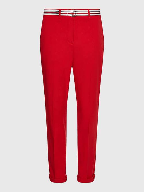 Tommy Hilfiger Slim Signature Belt Chinos Broek Dames Rood | TH146NRY