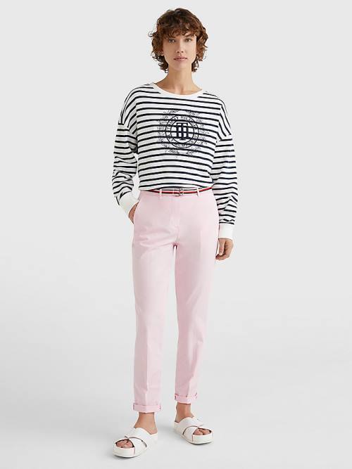 Tommy Hilfiger Slim Signature Belt Chinos Broek Dames Roze | TH301AKM