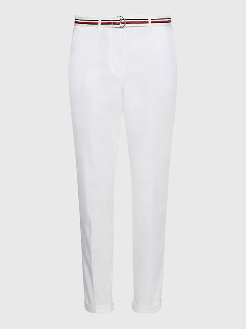 Tommy Hilfiger Slim Signature Belt Chinos Broek Dames Wit | TH825IWQ