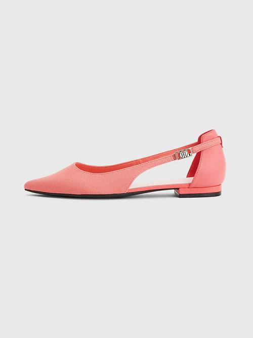 Tommy Hilfiger Slingback Pointed Ballerina Schoenen Dames Rood | TH074UDW