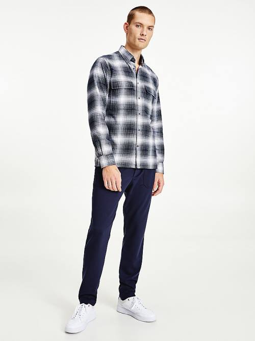 Tommy Hilfiger Slub Shadow Check Regular Fit Overhemd Heren Zwart | TH490LKJ