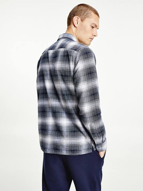 Tommy Hilfiger Slub Shadow Check Regular Fit Overhemd Heren Zwart | TH490LKJ