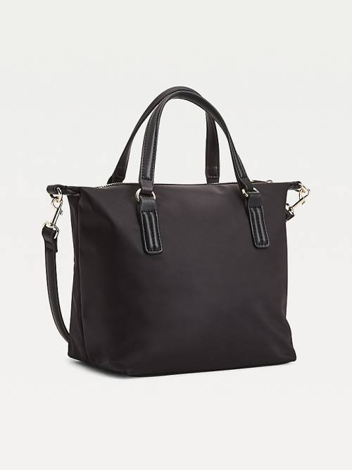 Tommy Hilfiger Small Recycled Tote Tassen Dames Zwart | TH892QNY