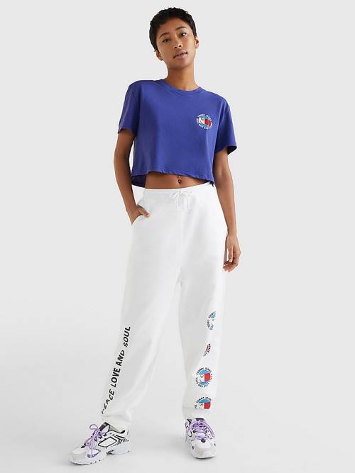 Tommy Hilfiger Smiley Logo Cropped T-shirts Dames Paars | TH247SUL