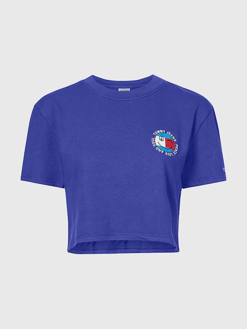 Tommy Hilfiger Smiley Logo Cropped T-shirts Dames Paars | TH247SUL