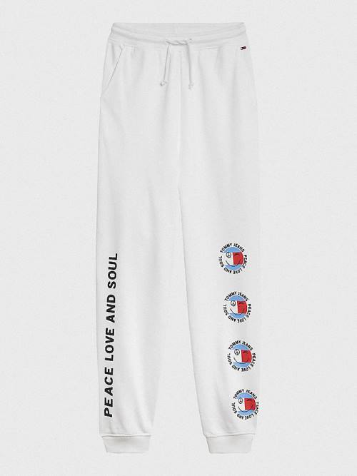 Tommy Hilfiger Smiley Peace Logo Joggers Broek Dames Wit | TH146OXI