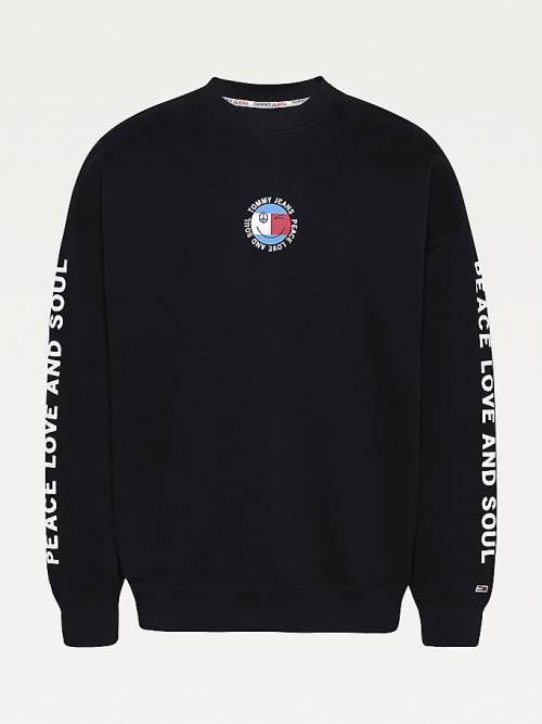 Tommy Hilfiger Smiley Peace Logo Sweatshirts Heren Zwart | TH123MZG