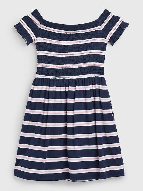 Tommy Hilfiger Smocked Stripe Fit & Flare Jurken Meisjes Blauw | TH941CYH