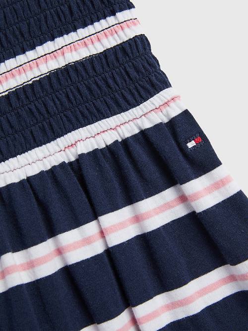 Tommy Hilfiger Smocked Stripe Fit & Flare Jurken Meisjes Blauw | TH941CYH