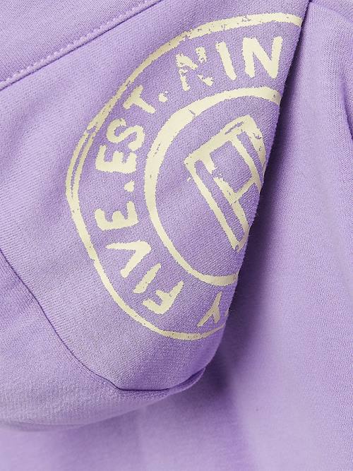 Tommy Hilfiger Snap-Button Overprint Hoodie Meisjes Paars | TH316CKX