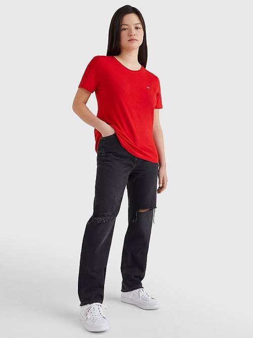 Tommy Hilfiger Soft Jersey T-shirts Dames Rood | TH192VQN