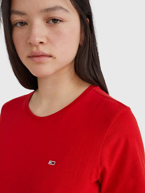 Tommy Hilfiger Soft Jersey T-shirts Dames Rood | TH192VQN