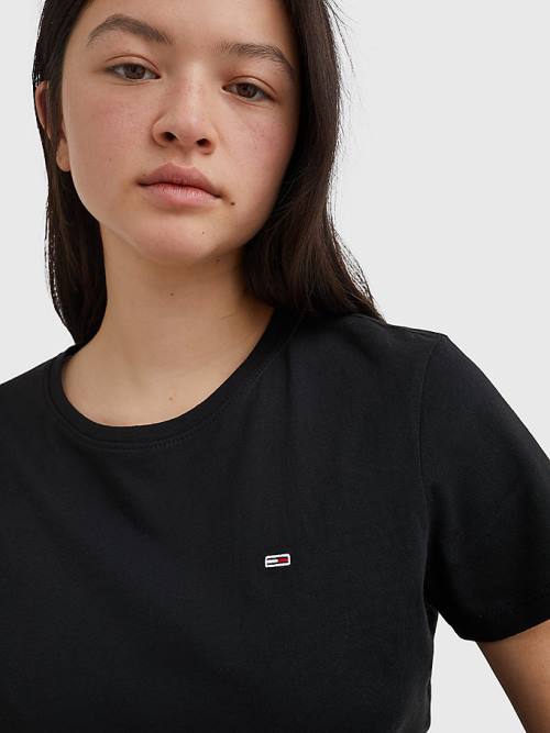 Tommy Hilfiger Soft Jersey T-shirts Dames Zwart | TH670YPF