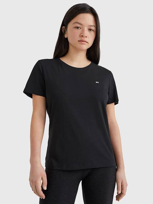 Tommy Hilfiger Soft Jersey T-shirts Dames Zwart | TH670YPF