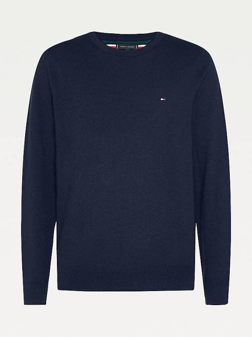 Tommy Hilfiger Soft Merino Wool Crew Neck Jumper Truien Heren Blauw | TH069PIE