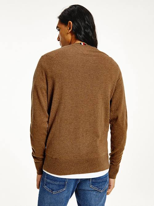 Tommy Hilfiger Soft Merino Wool Crew Neck Jumper Truien Heren Bruin | TH714GTK