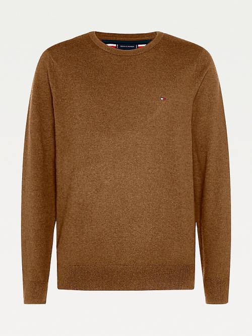 Tommy Hilfiger Soft Merino Wool Crew Neck Jumper Truien Heren Bruin | TH714GTK