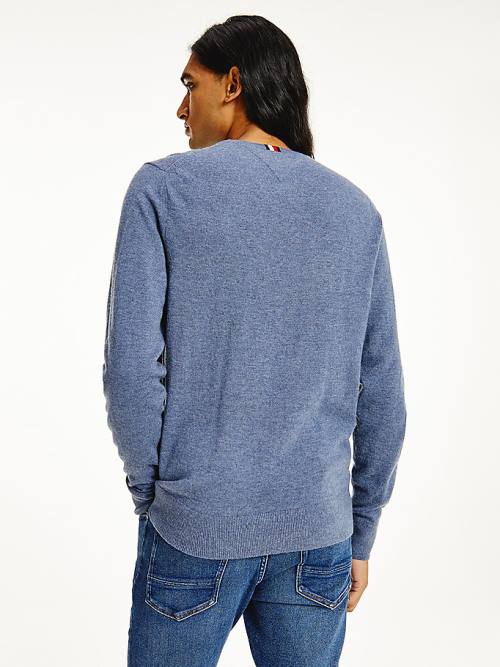 Tommy Hilfiger Soft Merino Wool Crew Neck Jumper Truien Heren Blauw | TH720AKY