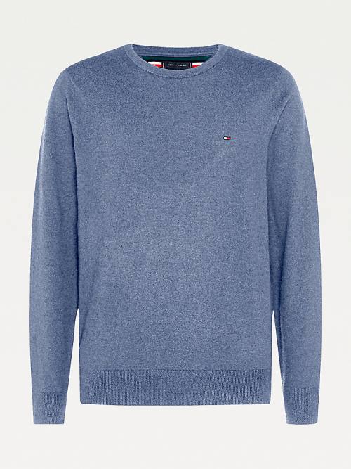 Tommy Hilfiger Soft Merino Wool Crew Neck Jumper Truien Heren Blauw | TH720AKY