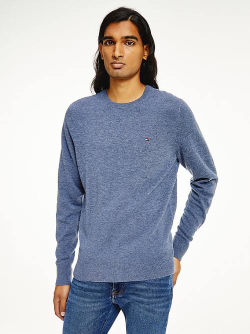 Tommy Hilfiger Soft Merino Wool Crew Neck Jumper Truien Heren Blauw | TH720AKY