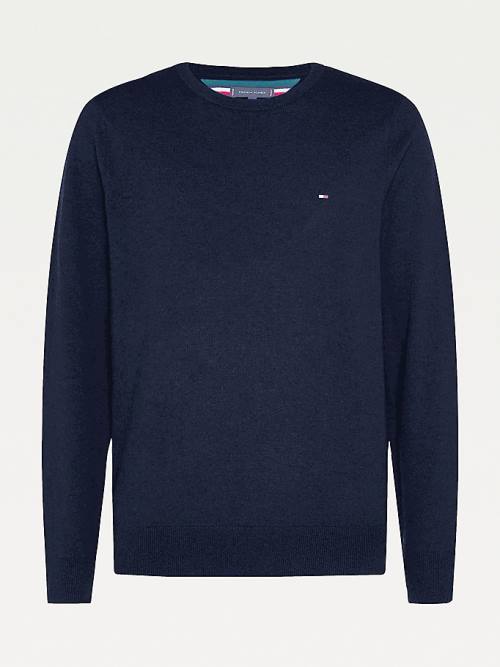 Tommy Hilfiger Soft Merino Wool Crew Neck Jumper Truien Heren Zwart | TH896JPU