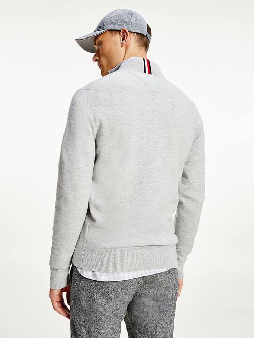 Tommy Hilfiger Soft Merino Wool Half Zip Jumper Truien Heren Grijs | TH740MVP