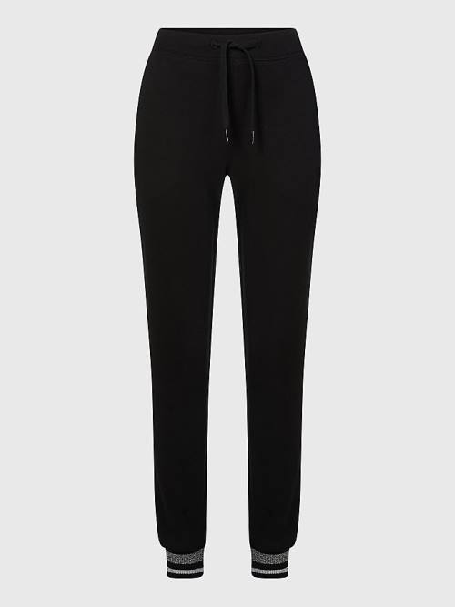 Tommy Hilfiger Sparkle Cuff Organic Katoenen Joggers Broek Dames Zwart | TH367FWD