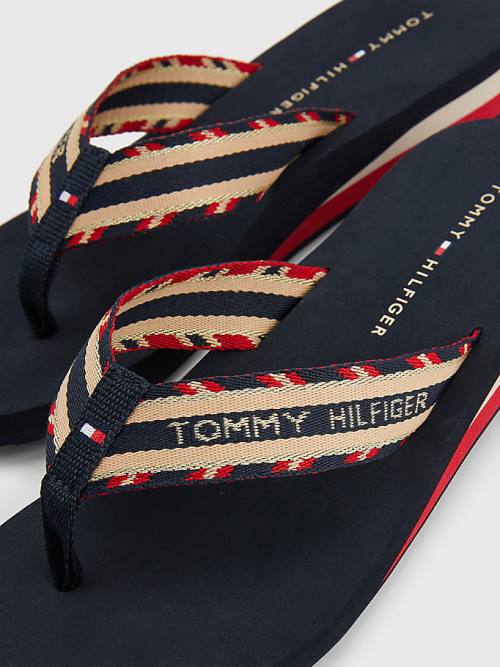 Tommy Hilfiger Sparkle Riemen Logo Flip-Flops Sandalen Dames Blauw | TH430JOS