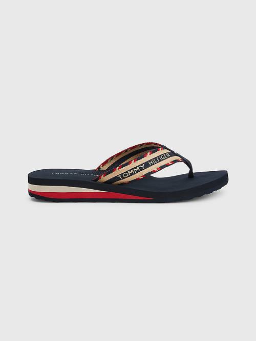 Tommy Hilfiger Sparkle Riemen Logo Flip-Flops Sandalen Dames Blauw | TH430JOS