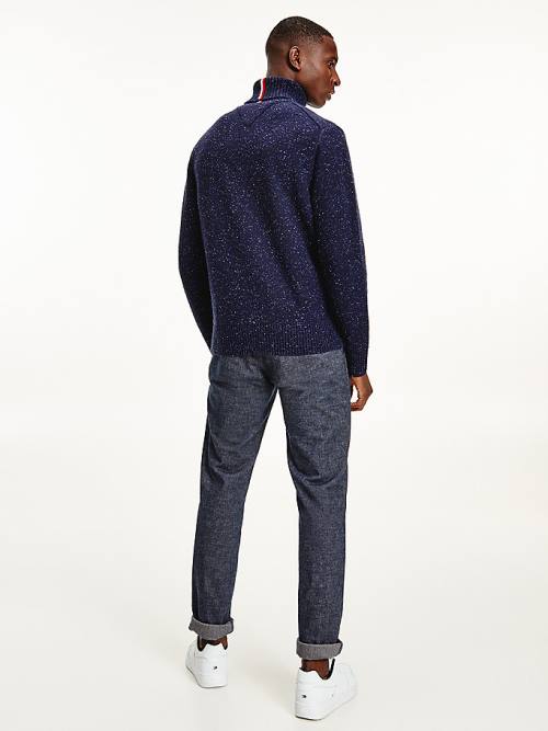 Tommy Hilfiger Speckled Roll Neck Relaxed Jumper Truien Heren Blauw | TH938TCK