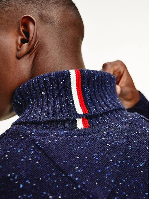 Tommy Hilfiger Speckled Roll Neck Relaxed Jumper Truien Heren Blauw | TH938TCK