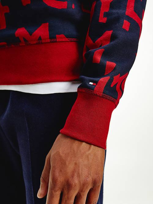 Tommy Hilfiger Spell Out Print Hoodie Heren Rood | TH962MTD