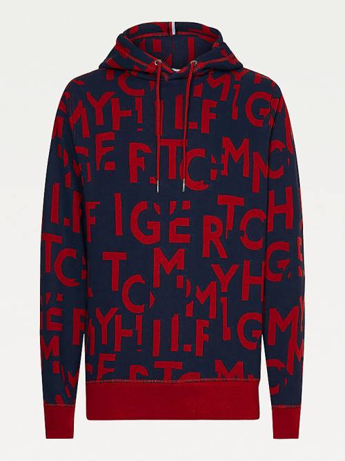 Tommy Hilfiger Spell Out Print Hoodie Heren Rood | TH962MTD