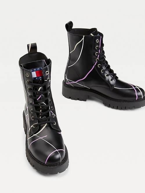 Tommy Hilfiger Splash Schoenplaatjes Ankle Laarzen Dames Zwart | TH402NSQ