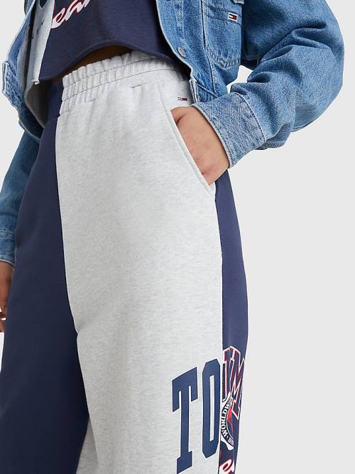 Tommy Hilfiger Spliced Collegiate Relaxed Joggers Broek Dames Blauw | TH042MFG