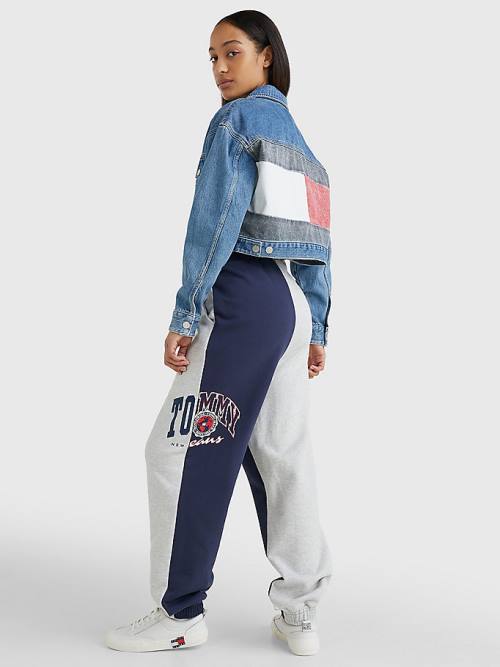 Tommy Hilfiger Spliced Collegiate Relaxed Joggers Broek Dames Blauw | TH042MFG